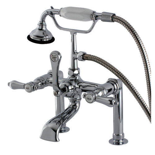 Kingston Brass Aqua Vintage AE104T1BAL Heirloom Deck Mount Clawfoot Tub Faucet with Hand Shower, Polished Chrome