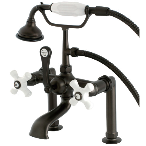 Kingston Brass AE111T5 Auqa Vintage Deck Mount Clawfoot Tub Faucet with Hand Shower, Oil Rubbed Bronze