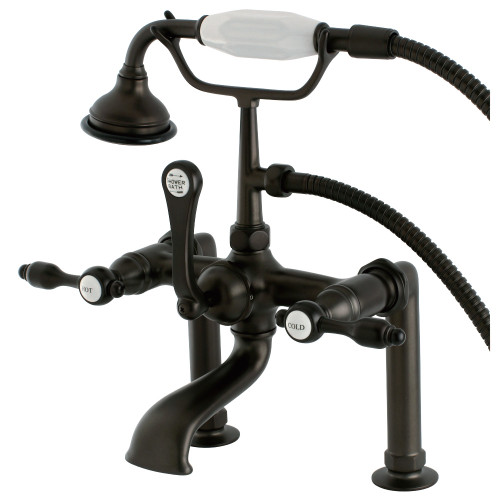 Kingston Brass Aqua Vintage AE103T5TAL Tudor Deck Mount Clawfoot Tub Faucet with Hand Shower, Oil Rubbed Bronze