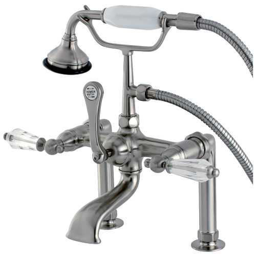 Kingston Brass Aqua Vintage AE103T8WLL Wilshire Deck Mount Clawfoot Tub Faucet with Hand Shower, Brushed Nickel