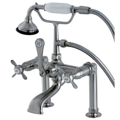 Kingston Brass Aqua Vintage AE103T8BEX Essex Deck Mount Clawfoot Tub Faucet with Hand Shower, Brushed Nickel