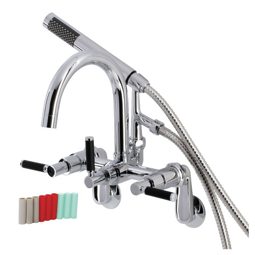 Kingston Brass Aqua Vintage AE8151DKL Kaiser 7-Inch Adjustable Wall Mount Clawfoot Tub Faucet with Hand Shower, Polished Chrome