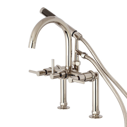 Kingston Brass Aqua Vintage AE8106DL Concord 7-Inch Deck Mount Clawfoot Tub Faucet with Hand Shower, Polished Nickel