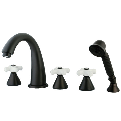 Kingston Brass KS23655PX 5-Piece Roman Tub Faucet with Hand Shower, Oil Rubbed Bronze