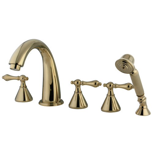 Kingston Brass KS23625AL Roman Tub Faucet 5 Pieces with Hand Shower, Polished Brass