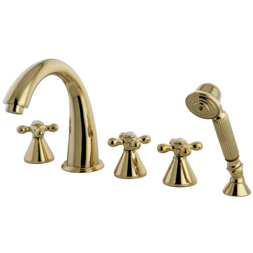 Kingston Brass KS23625AX Roman Tub Faucet 5 Pieces with Hand Shower, Polished Brass