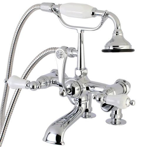 Kingston Brass AE656T1 Auqa Vintage 7-inch Adjustable Clawfoot Tub Faucet with Hand Shower, Polished Chrome