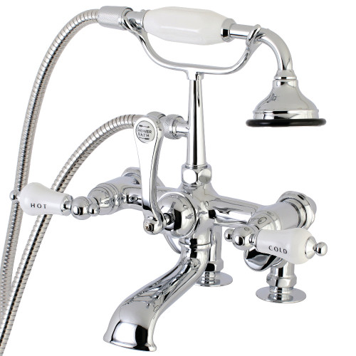 Kingston Brass AE654T1 Auqa Vintage 7-inch Adjustable Clawfoot Tub Faucet with Hand Shower, Polished Chrome