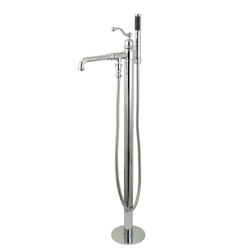 Kingston Brass KS7031ABL English Country Freestanding Tub Faucet with Hand Shower, Polished Chrome