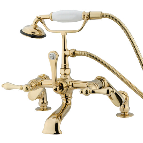 Kingston Brass  CC651T2 Vintage Adjustable Center Deck Mount Tub Faucet with Hand Shower, Polished Brass