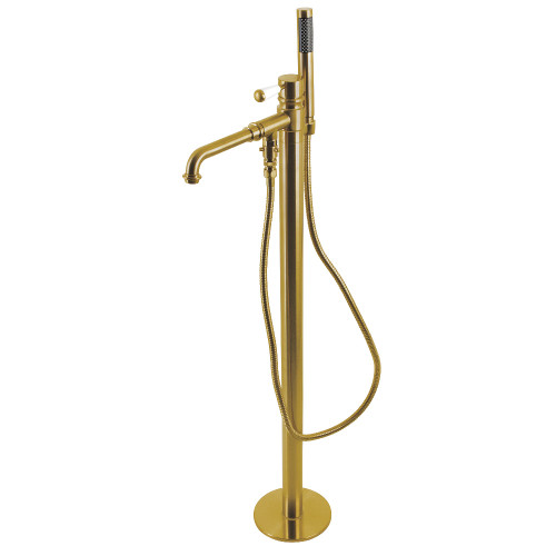 Kingston Brass KS7037DPL Paris Freestanding Tub Faucet with Hand Shower, Brushed Brass