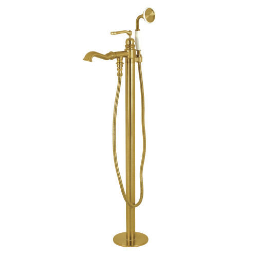 Kingston Brass KS7017RL Royale Freestanding Tub Faucet with Hand Shower, Brushed Brass