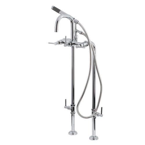 Kingston Brass Aqua Vintage CCK8401DL Concord Freestanding Two Handle Tub Faucet with Supply Line, Stop Valve and Handle, Polished Chrome
