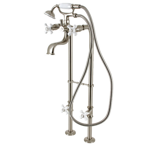 Kingston Brass  CCK226PXK8 Kingston Freestanding Clawfoot Two Handle Tub Faucet Package with Supply Line, Stop Valve and Handle, Brushed Nickel