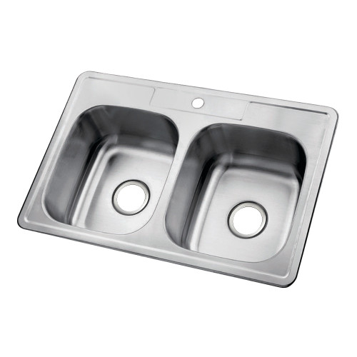 Kingston Brass Gourmetier GKTD332291 33"x22"x9" Self-Rimming Stainless Steel Kitchen Sink, Brushed