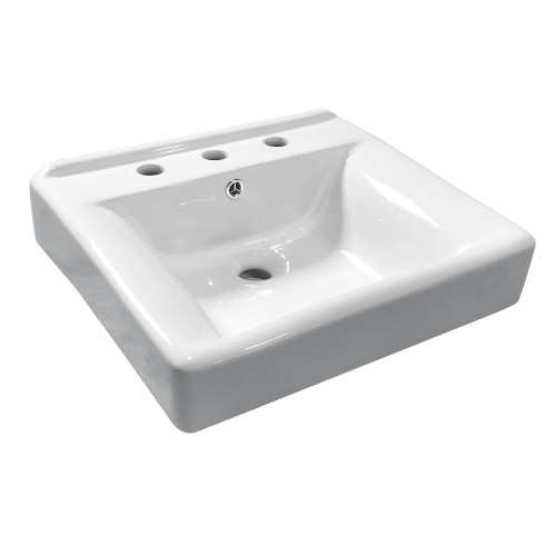Kingston Brass Fauceture EV2018W38 Concord 20" Console Sink Basin (8-Inch, 3-Hole), White