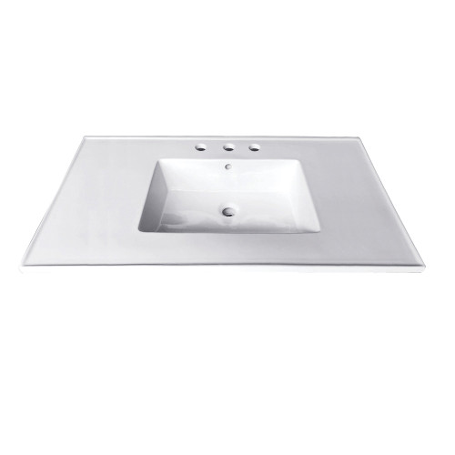 Kingston Brass Fauceture LBT31227W34 Continental 31-Inch Ceramic Vanity Top, 4-Inch, 3-Hole, White