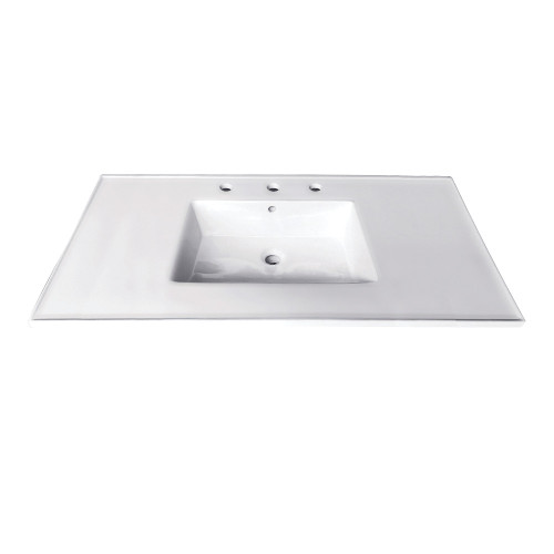 Kingston Brass Fauceture LBT37227W38 Continental 37-Inch Ceramic Vanity Top, 8-Inch, 3-Hole, White