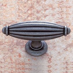 JVJ Iron Finish 2 3/4" Oblong Fluted Door Knob - 62122