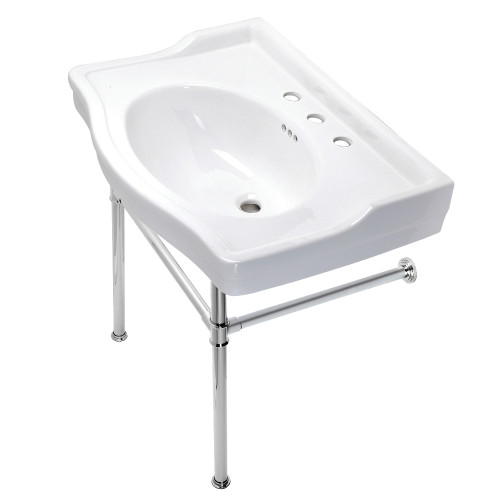 Kingston Brass VPB33081ST Victorian 30-Inch Console Sink with Stainless Steel Legs, Polished Chrome