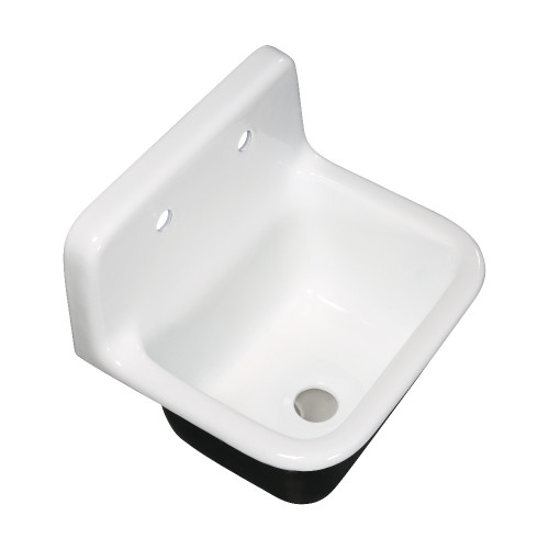 Kingston Brass Fauceture GCKWS221822 Petra Galley 22 Inch Wall Mount Single Bowl Kitchen Sink, White