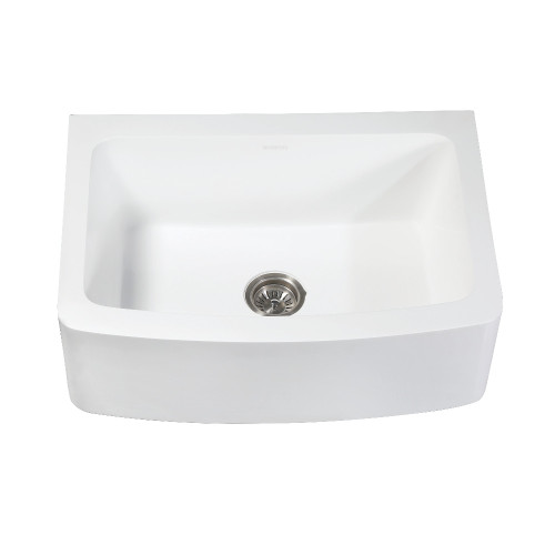 Kingston Brass Gourmetier GKFA30229 Solid Surface 30" x 22" Farmhouse Single Bowl Kitchen Sink, Matte White