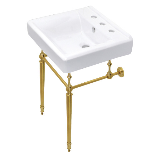 Kingston Brass KVPB2018W87 Edwardian 20-Inch Console Sink with Brass Legs, Brushed Brass