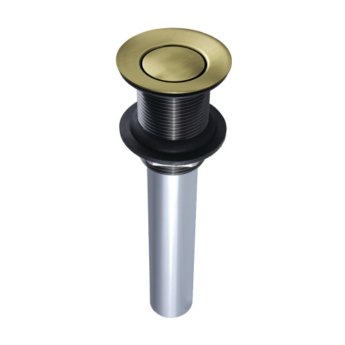 Kingston Brass EV8003 Push Pop-Up Drain without Overflow Hole, 22 Gauge, Antique Brass