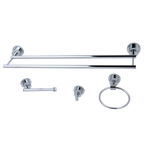 Kingston Brass BAK8213478C 4-Piece Bathroom Accessories Set, Polished Chrome - 24" Double Towel Bar, Towel Ring, Robe Hook, Toilet Paper Holder Kingston Brass BAK8213478C 4-Piece Bathroom Accessories Set, Polished Chrome - 24" Double Towel Bar, Towel Ring, Robe Hook, Toilet Paper Holder