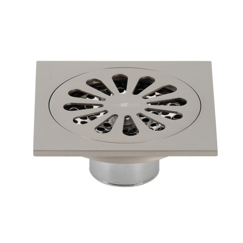 Kingston Brass BSF4161BN Watercourse Sunburst 4" Square Grid Shower Drain, Brushed Nickel