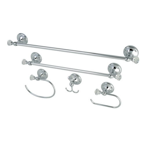 Kingston Brass BAHK71512478C 5-Piece Bathroom Accessory Combo, Polished Chrome - 18" Towel Bar, 24" Towel Bar, Towel Ring, Toilet Paper Holder, Robe Hook