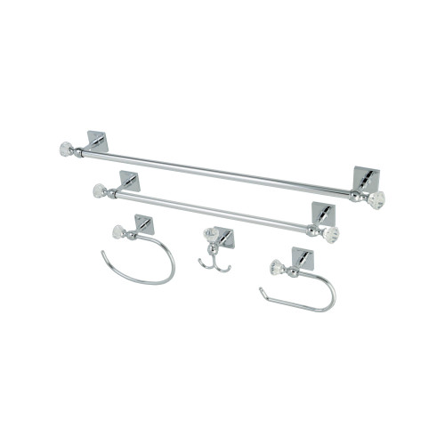 Kingston Brass BAHK70512478C 5-Piece Bathroom Accessory Combo, Polished Chrome - 18" Towel Bar, 24" Towel Bar, Towel Ring, Toilet Paper Holder, Robe Hook