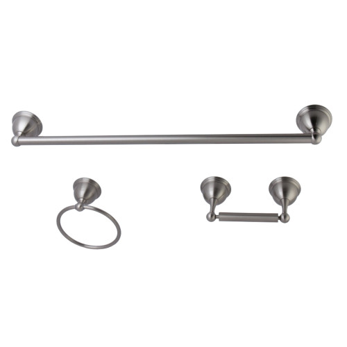 Kingston Brass BAK396148SN Restoration 3-Piece Bathroom Hardware, Brushed Nickel - Towel bar, Towel Ring, Toilet Paper Holder