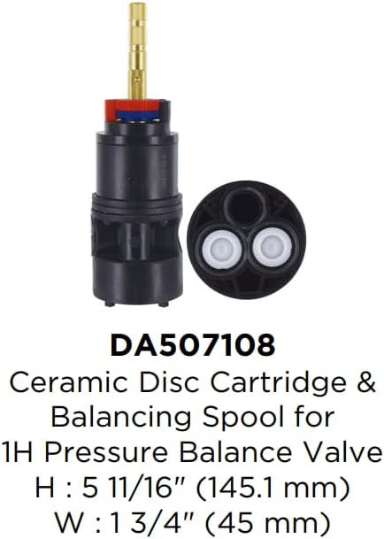 Gerber DA507108 1H PBMV Ceramic Valve With Pressure Balance Cartridge With Check Valve