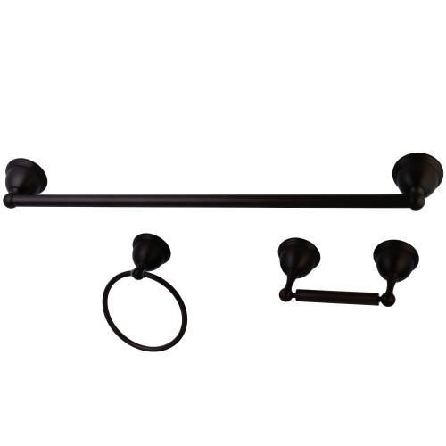 Kingston Brass BAK396148ORB Restoration 3-Piece Bathroom Hardware, Oil Rubbed Bronze - Towel bar, Towel Ring, Toilet Paper Holder