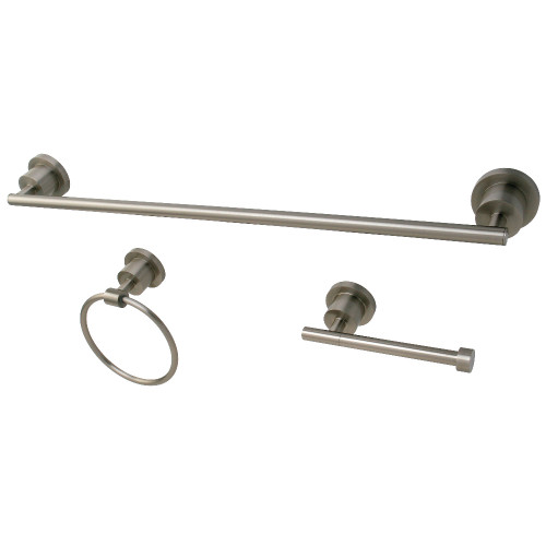 Kingston Brass BAK821148SN Concord 3-Piece Bathroom Accessory Set, Brushed Nickel - Towel bar, Towel Ring, Toilet Paper Holder