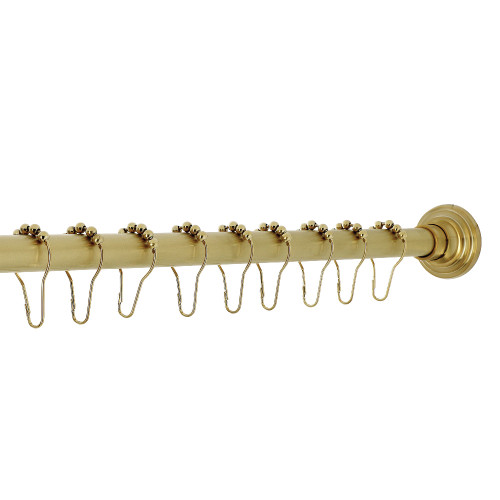 Kingston Brass SRK607 Edenscape 72-Inch Adjustable Shower Curtain Rod with Rings, Brushed Brass