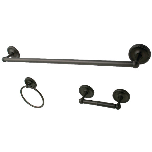 Kingston Brass BAK91148ORB 3-Piece Bathroom Accessories Set, Oil Rubbed Bronze - Towel bar, Towel Ring, Toilet Paper Holder