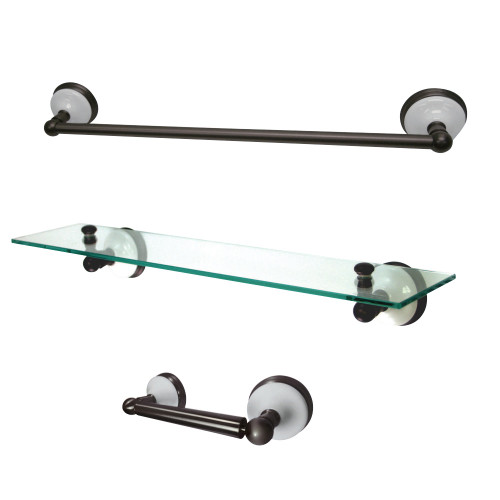 Kingston Brass BAK111289ORB Victorian 3-Piece Bathroom Hardware, Oil Rubbed Bronze - Towel bar, Toilet Paper Holder, Glass Shelf