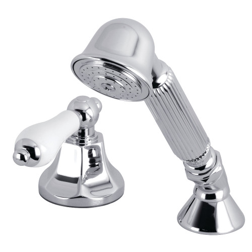 Kingston Brass KSK4301PLTR Deck Mount Hand Shower with Diverter for Roman Tub Faucet, Polished Chrome