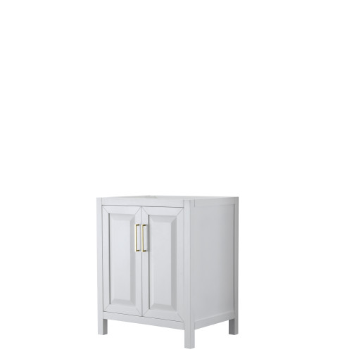 Wyndham WCV252530SWGCXSXXMXX Daria 30 Inch Single Bathroom Vanity in White, No Countertop, No Sink, Brushed Gold Trim