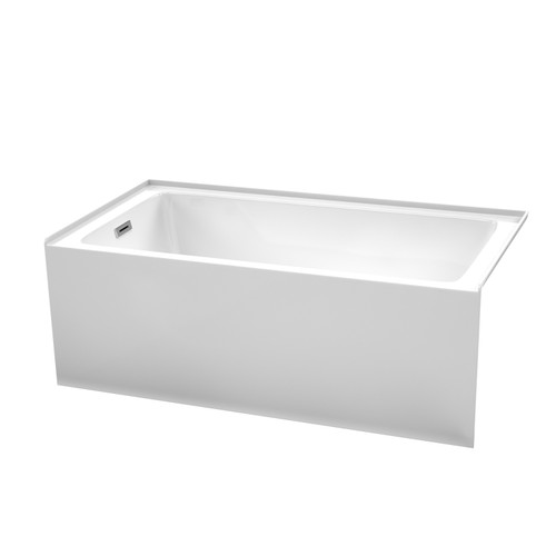 Wyndham WCBTW16032L Grayley 60 x 32 Inch Alcove Bathtub in White with Left-Hand Drain and Overflow Trim in Polished Chrome