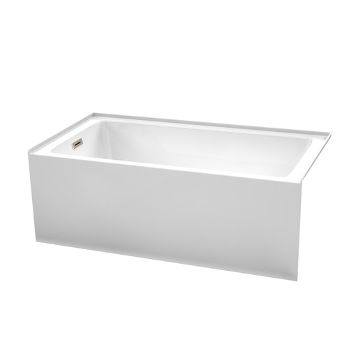 Wyndham WCBTW16032LBNTRIM Grayley 60 x 32 Inch Alcove Bathtub in White with Left-Hand Drain and Overflow Trim in Brushed Nickel