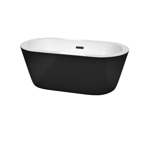 Wyndham WCOBT100360BKMBTRIM Mermaid 60 Inch Freestanding Bathtub in Black with White Interior with Matte Black Drain and Overflow Trim Wyndham WCOBT100360BKMBTRIM Mermaid 60 Inch Freestanding Bathtub in Black with White Interior with Matte Black Drain and Overflow Trim