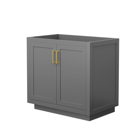 Wyndham WCF292936SGGCXSXXMXX Miranda 36 Inch Single Bathroom Vanity in Dark Gray, No Countertop, No Sink, Brushed Gold Trim