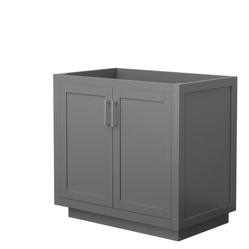 Wyndham WCF292936SKGCXSXXMXX Miranda 36 Inch Single Bathroom Vanity in Dark Gray, No Countertop, No Sink, Brushed Nickel Trim