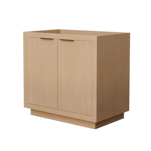 Wyndham WCF282836SLBCXSXXMXX Maroni 36 Inch Single Bathroom Vanity in Light Straw, No Countertop, No Sink, Matte Black Trim