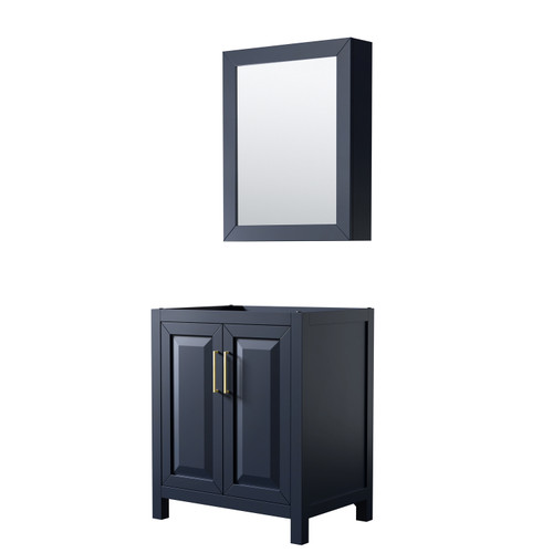 Wyndham WCV252530SBLCXSXXMED Daria 30 Inch Single Bathroom Vanity in Dark Blue, No Countertop, No Sink, Medicine Cabinet Wyndham WCV252530SBLCXSXXMED Daria 30 Inch Single Bathroom Vanity in Dark Blue, No Countertop, No Sink, Medicine Cabinet