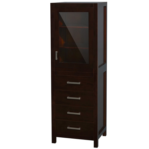 Wyndham WCS1414LTES Sheffield 24 Inch Linen Tower in Espresso with Shelved Cabinet Storage and 4 Drawers