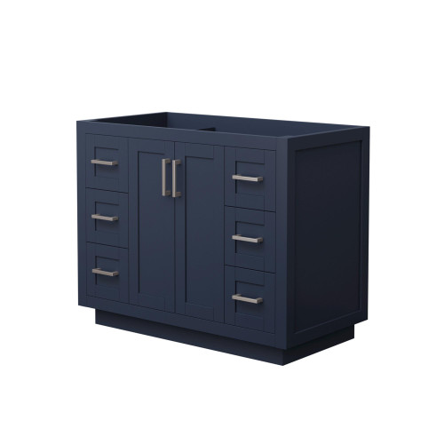 Wyndham WCF292942SBNCXSXXMXX Miranda 42 Inch Single Bathroom Vanity in Dark Blue, No Countertop, No Sink, Brushed Nickel Trim